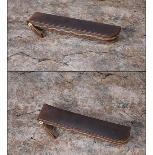 Bolsos De Manga De Cuero De Cuero Pu Bolsillo Marrón Oscuro