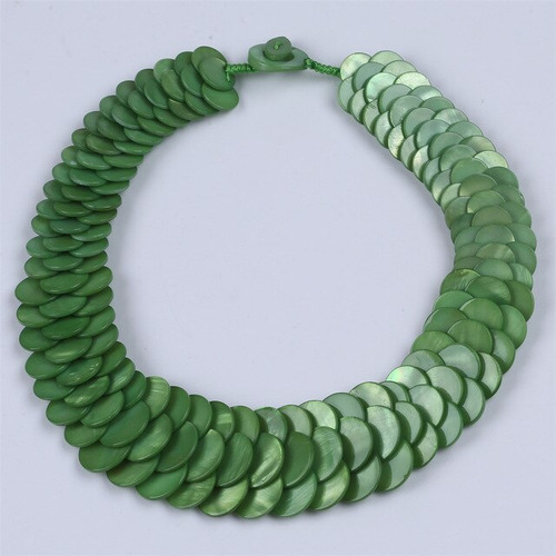 Collar Plano De Perlas De Concha, Hermoso Collar D Green