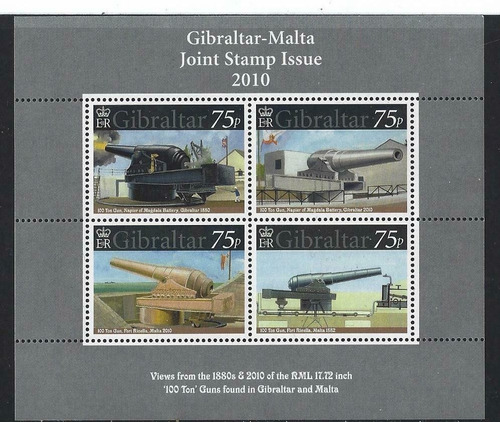 2010 Militar- Cañones De Guerra - Gibraltar (bloque) Mint