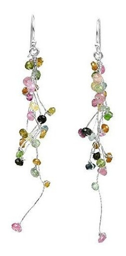 Multicolor Icicle Drop Natural Tourmaline Clusters On Silk T