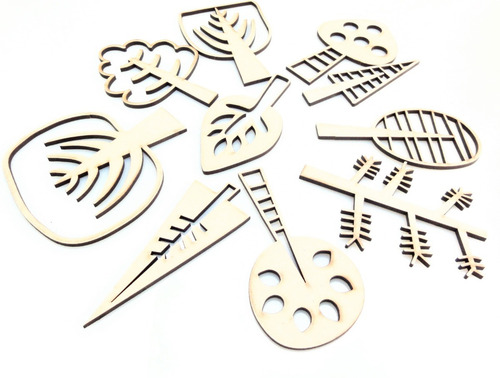 Imagen 5 de 6 de Arboles Kit X 10 - Aplique - Mdf / Fibrofacil