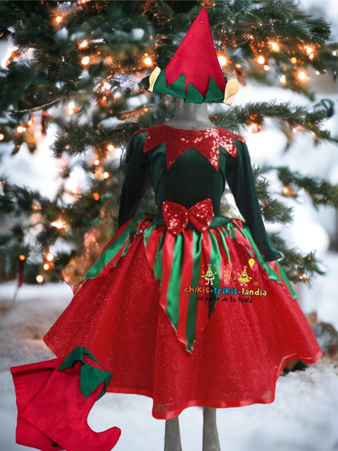 Disfraz Duende Vestido De Navidad Pastorelas  Niña Festival Cascanueces Ayudante Santa