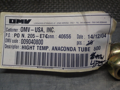 Dmv 205-e74 0090408000 Hight Temp. Anaconda Tube New Old Zza