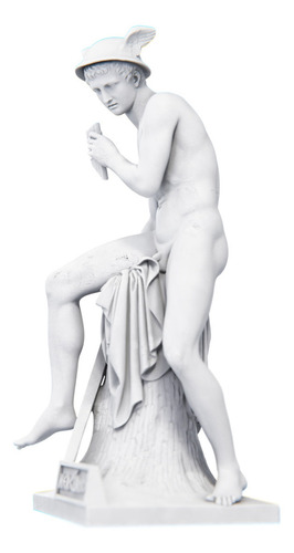 Estátua Mercúrio Mitologia Romana Estatueta - Hermes Cor Cor Mármore