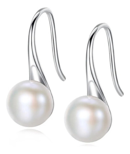 Aros Plata Con Perla Natural Blanca 