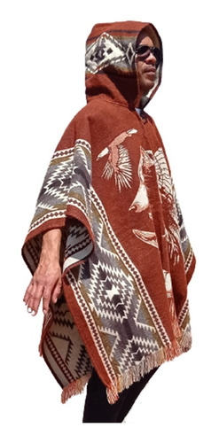 Imagen 3 de 7 de Maxiruana Hombre Lana Alpaca Urbana Con Capota Lobo Liviana