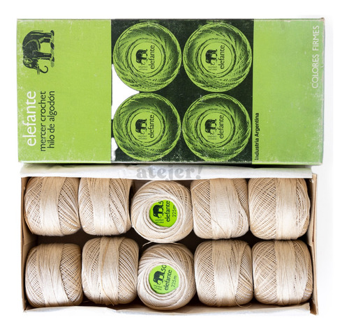 Imagen 7 de 10 de Hilo Algodon Crochet Elefante - Tit 50 X 10 Ovillos 225 Mts