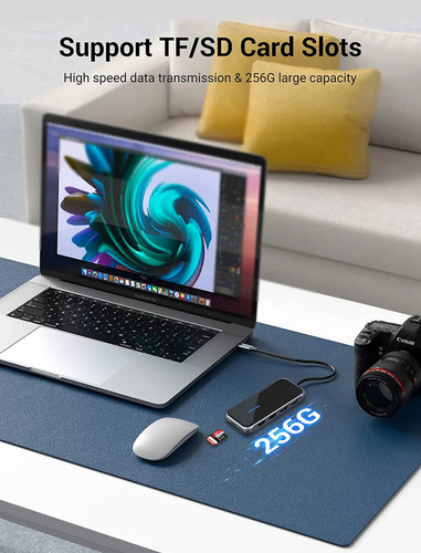 Hub USB Multipuerto Vention - 10 en 1 - Usb C A HDMI + VGA + RJ45 + 2 Usb 2.0 + 2 USB 3.0 + Lector De Tarjetas SD TF + PD 100W USB C - 4K - Carcasa Aluminio - 15CM - Para PC / Mac / Laptop - TFGHB