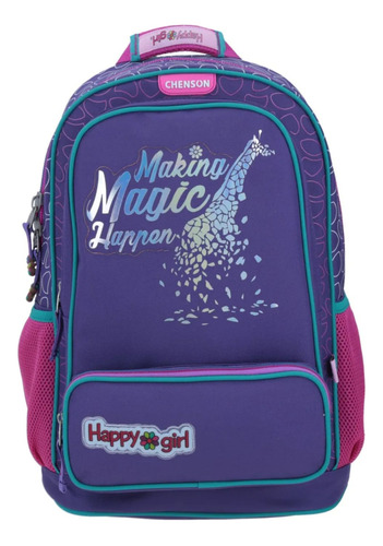 Mochila Escolar Grande Chenson Original Lentejuelas, Glitter, Tornasol Mariposa 3d, Jirafa, Osito Panda, Rosa, Morada, Portatablet Primaria Secundaria