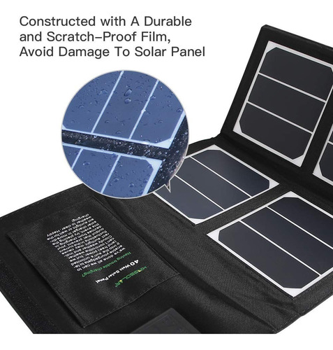 Cargador Solar 40w Portátil 5v Usb Impermeble Doble Salida 