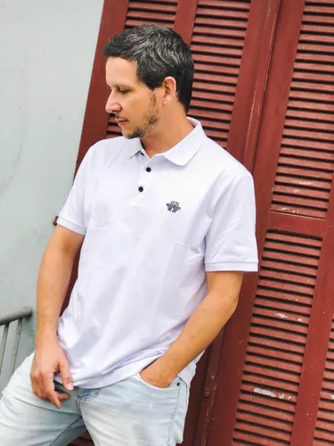 Camisa Polo John John Reta Logo Branca Transfer 86.02.0352