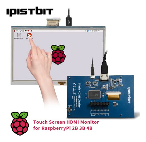 Monitor Táctil Ipistbit Raspberry Pi, Pantalla Hdmi De 5 Pul