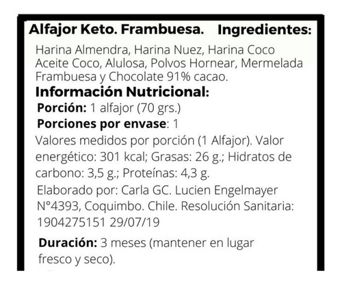 Imagen 2 de 2 de Pack De 2 Alfajores Keto Veganos (frambuesa)