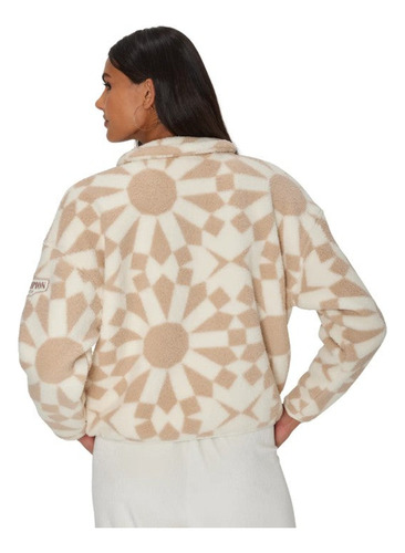 Champion Sudadera Polar Cierre Estampado Geométrico Beige