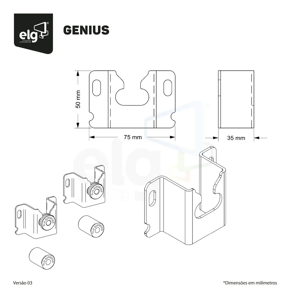 Suporte Fixo De Parede ELG GENIUS Para Tv Até 100 Kg Preto