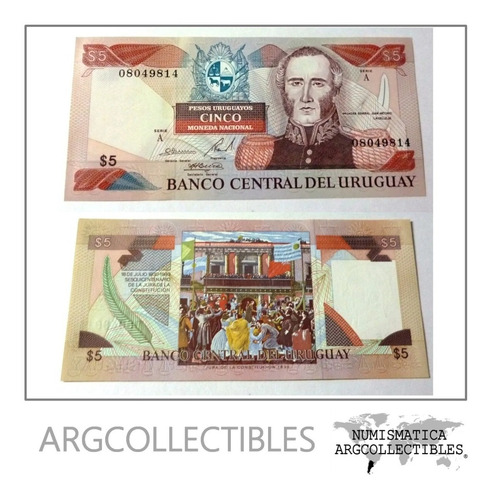 Uruguay Billete 5 Pesos 1997 Unc Pick 73a 