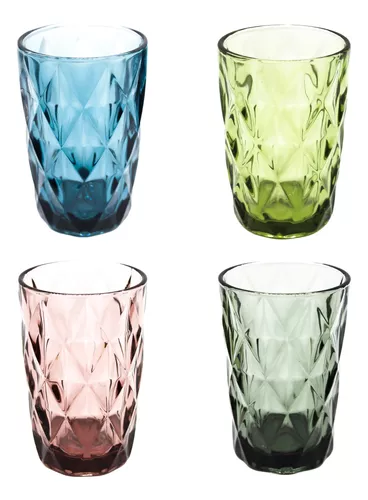 Juego 6 vasos bajos de agua cristal Spectrum Bohemia 300ml. colores