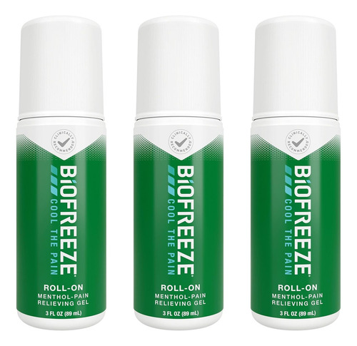 Gel para cuerpo Biofreeze Roll-on Biofreeze Gel en dosificador 88mL mentol - pack x 3 unidades
