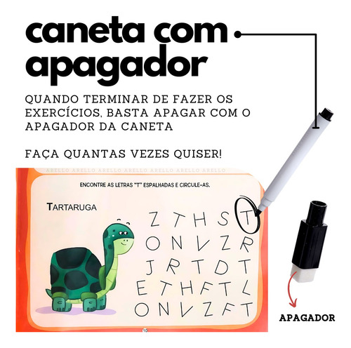Livro Escreva E Apague - Alfabeto Com Caneta Apagador Aprendizado Infantil