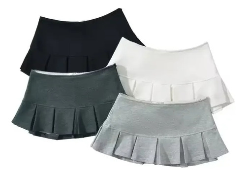 Minifalda Evasé Con Volantes De Cintura Alta Para Mujer De V