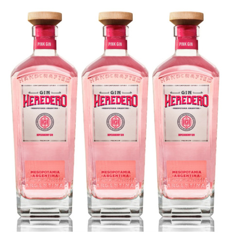 Gin Heredero Pomelo Rosa 700 Ml X3