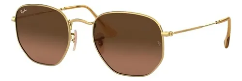 Ray-Ban Hexagonal Gold Lente Marrom