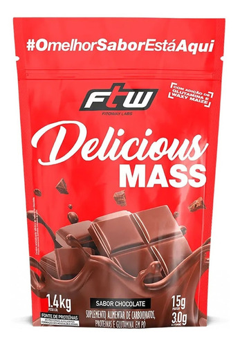 Suplemento em pó Fitoway  FTW DELICIOUS MASS hipercalórico DELICIOUS MASS sabor  chocolate em saco de 1400mL