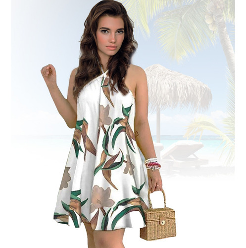 Vestido De Cordón De Cuello Colgante De Fiesta Mujer