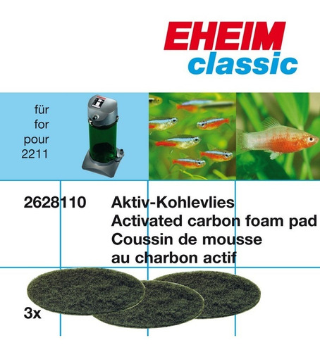 Repuesto 3 Esponjas Carbon Filtro Eheim Classic 150