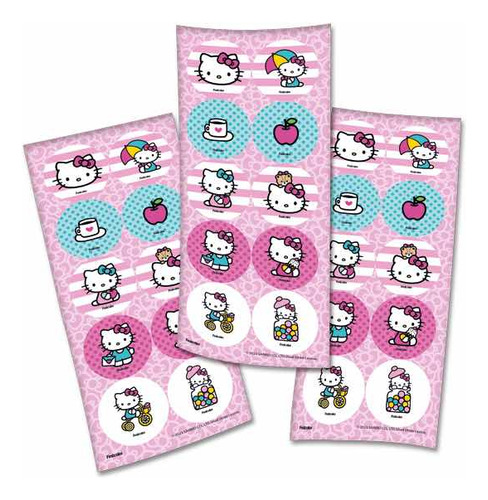 30 Adesivos Hello Kitty - 3 Cartelas Com 10 Adesivos Cada