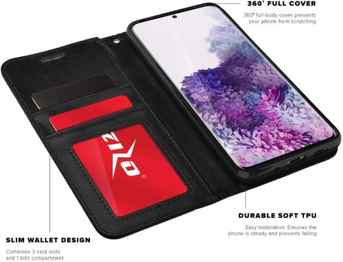 Funda Zizo Wallet Series Para Galaxy S20 Ultra Color Negro
