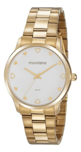 Relogio Mondaine Feminino Dourado Com Coraçoes 32111lpmvde1