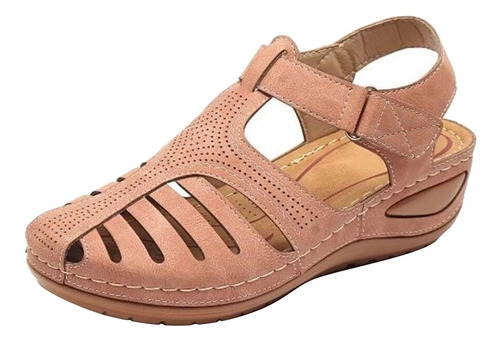 Zapatos De Cuero Suave Cerrado Dedo Del Pie Vintage Sandalia
