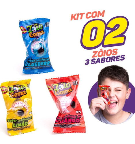 Kit 2x12g - Bala De Gelatina Divertida Zóio Goma Kids Zone