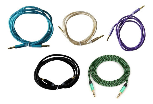 10 Cable Auxiliar 3.5 Agujeta Reforzado Colores Mayoreo