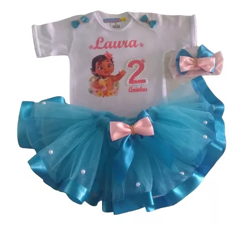 Conjunto Tutu da Moana - Roupa de Festa Personalizada Baby