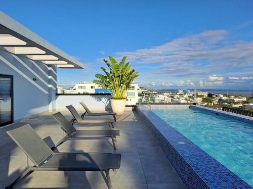Imagen 12 de 22 de Se Alquila, Apartamento 2hab Amueblado Nueso A Estrenar C/area Social Y Piscina Rooftop Con Vistas Al Mar En La Esperilla