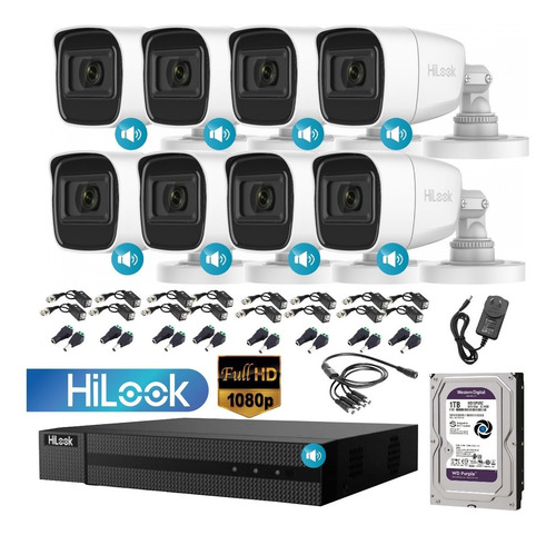 Imagen 3 de 9 de Kit Seguridad Hikvision Dvr 8ch + 8 Camaras 2mp Audio + 1tb