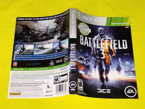 Battlefield 3 Xbox 360 Portada Original *sin Juego* (Usado)
