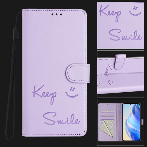 Funda De Piel Con Forma De Cara Sonriente Para Motorola Edge 50 Fusion Con Ranuras Para Tarjetas, Cierre Magnético, Cartera, Bloqueo Rfid, Soporte