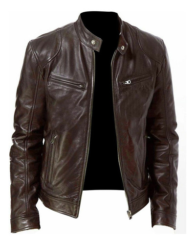 Chaqueta Ajustada De Cuero Frío Importado Para Hombre [u]