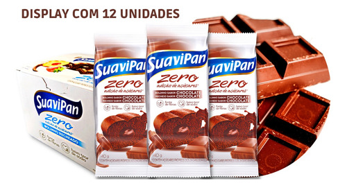 Bolinho Zero Açúcar Chocolate Suavipan Display C/ 12 Unid