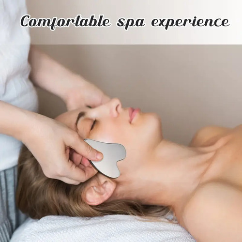 Gua Sha Masajeador Facial, Acero Higiénico, Glow Insta Plata