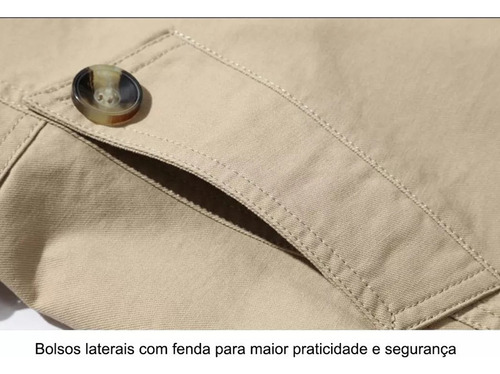 Chaqueta Larga De Hombre De Algodón Con Botonadura Simple