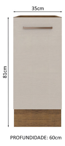 Gabinete Bajo Cocina Madesa Agata 60cm 1 Puerta Sin Encimera Color Marrón/Crema