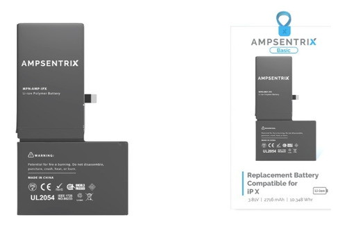 Batería Compatible  Con iPhone X Ampsentrix Basic Con Flex 