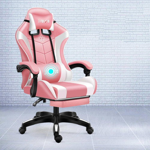 Silla Rosada Pink Gaming Computadora Niña Masaje Lumbar