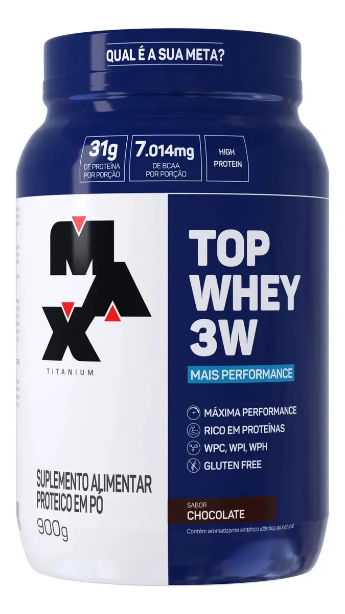 Whey Isolado Hidrolisado Concentrado Top Whey 3 W 900g Sabor Chocolate