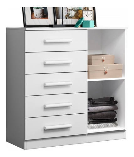 Cômoda 1 Porta 5 Gavetas Branco - Aramóveis