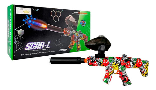 Pistola Hidrogel Arma Juguete Grande Rifle Scar Grafitti Negro